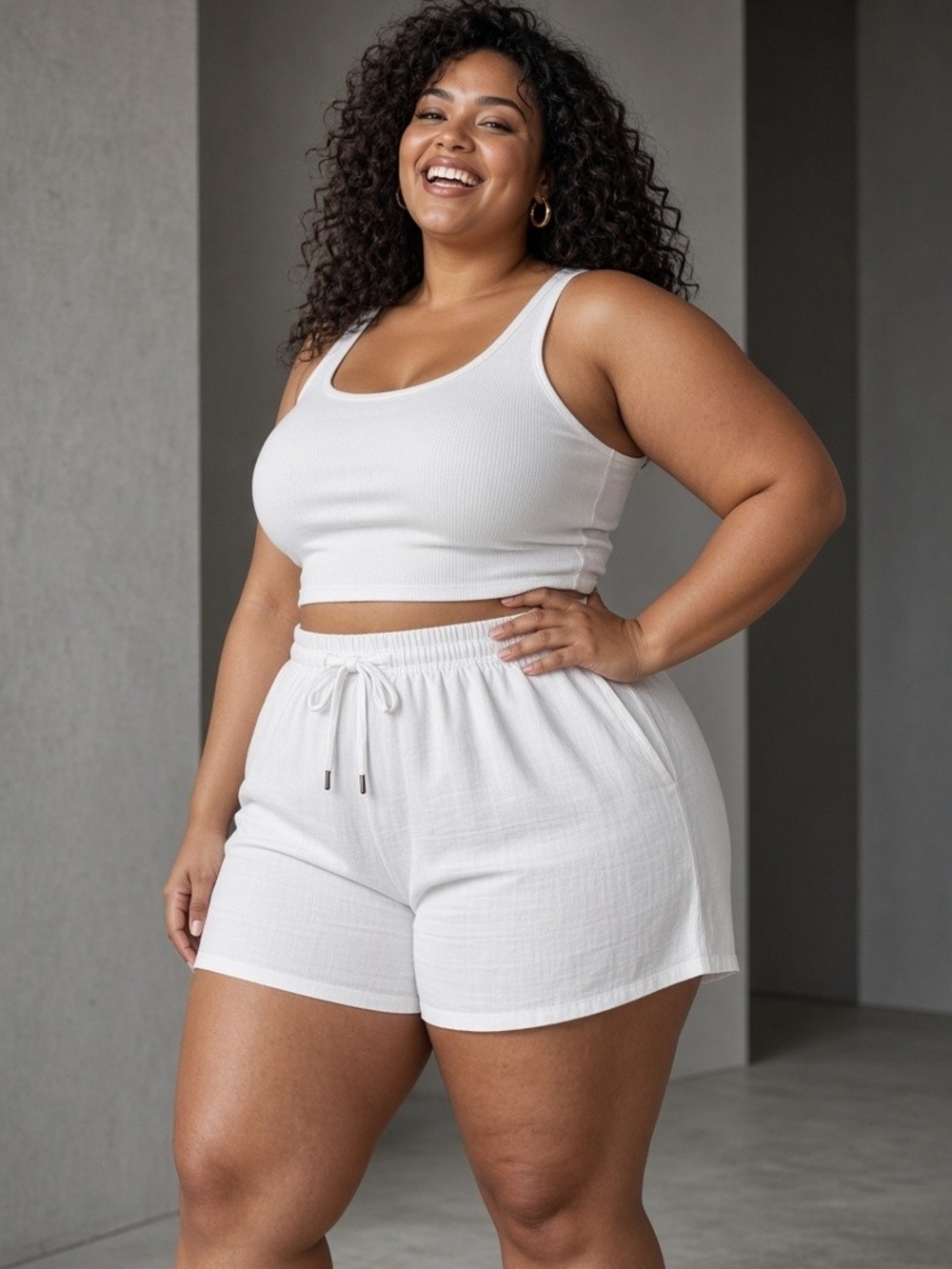 Classic White Athletic Drawstring Shorts